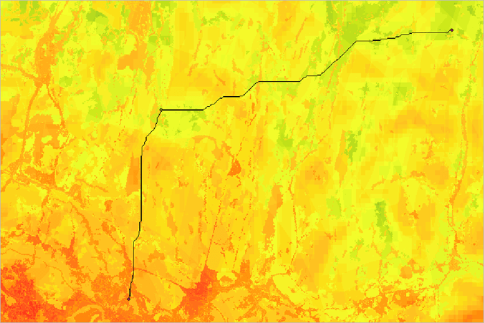 Least Cost path calculated by RFT