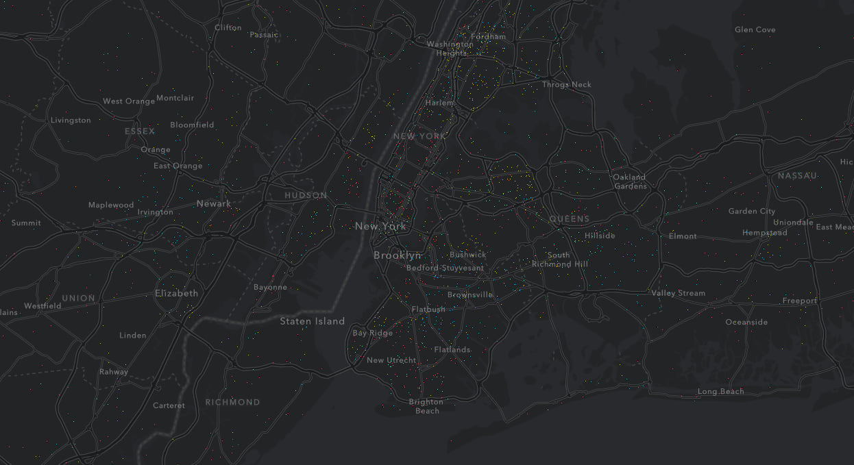 Population density by race in the United States.