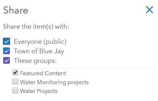 Sharing settings for public gallery