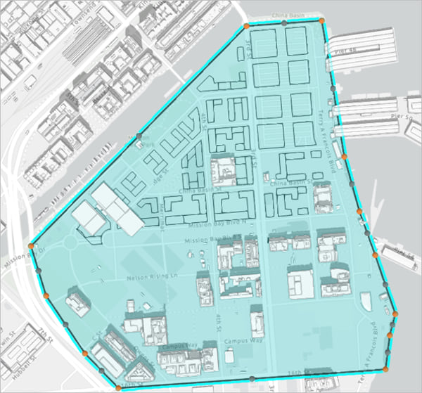 Study area outline of Mission Bay