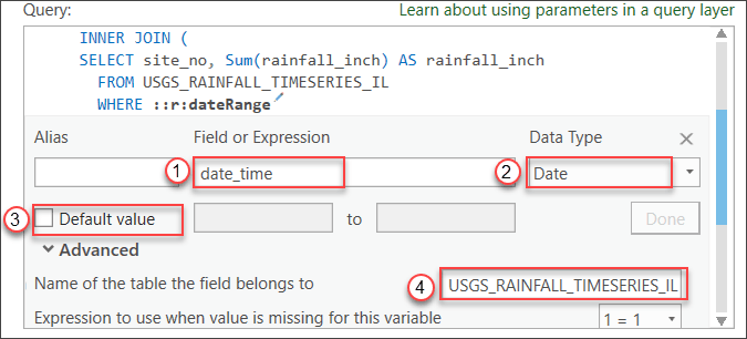 Definition a range parameter