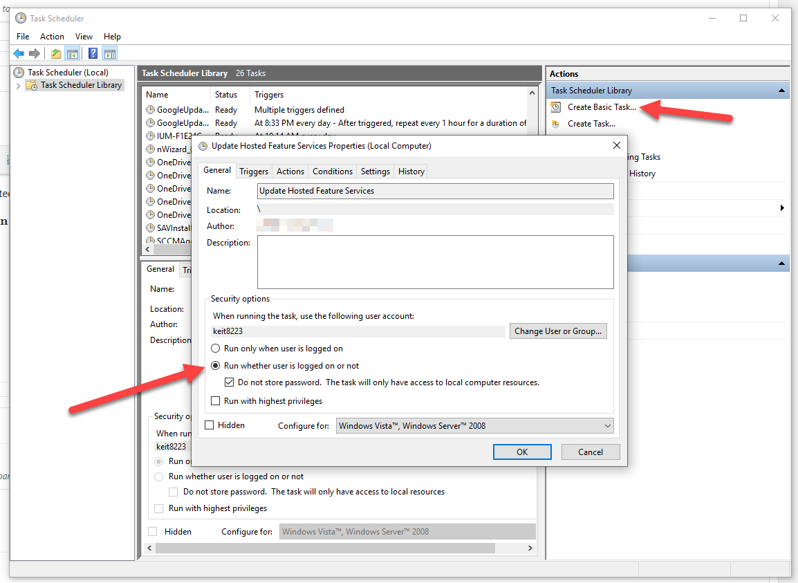 Adding a basic task in Task Scheduler