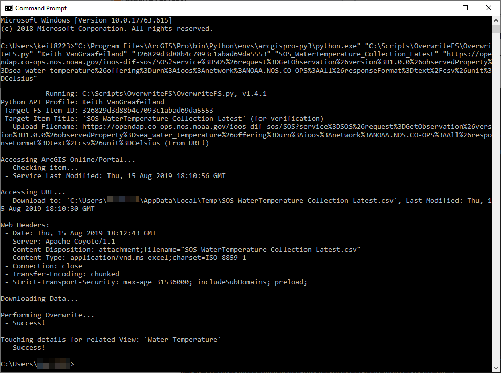 Running the script from the Command Prompt