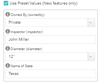 Preset values