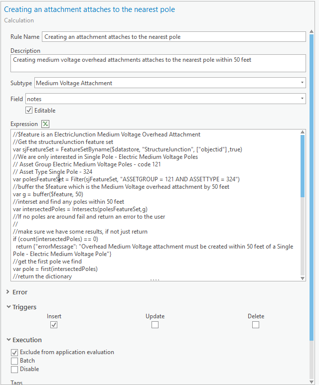 an Attribute rule that attaches devices to the nearest pole