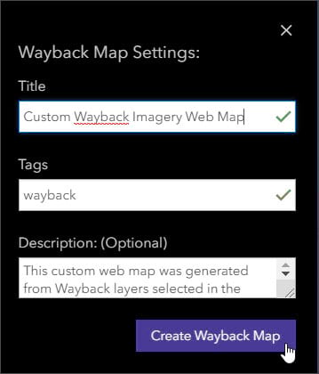 Wayback map settings