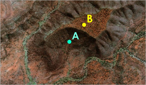Two point locations on the imagery basemap