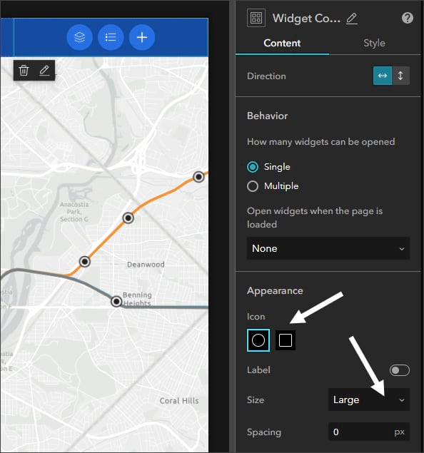 Widget controller settings