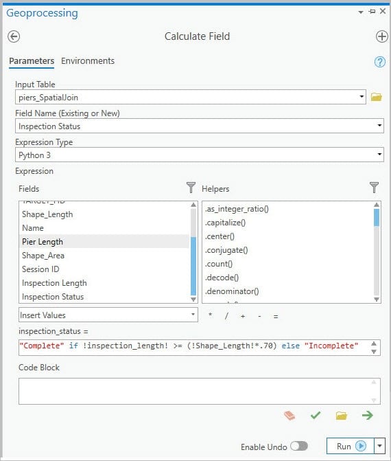 Calculate field window