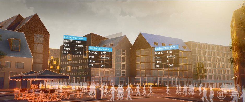 A rendering of “Virtual Gothenburg” in Unreal Engine