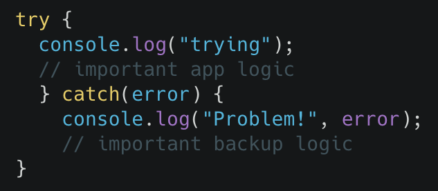 Try and Catch syntax
