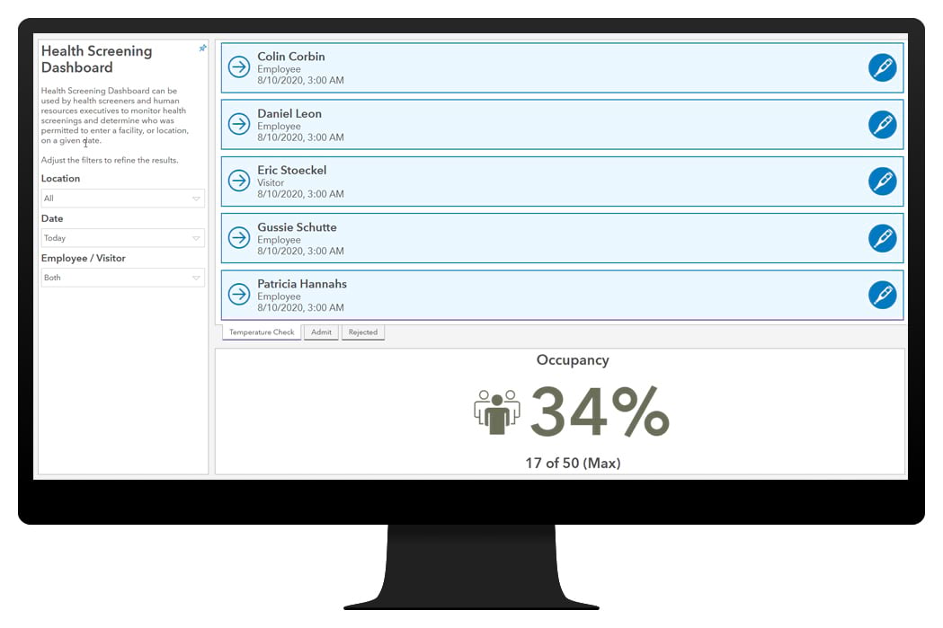 Graphic image of health screening dashboard