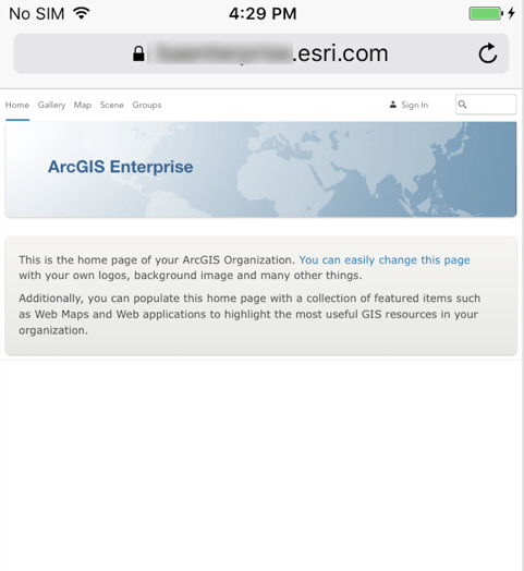 Portal in a browser after installing the certificate