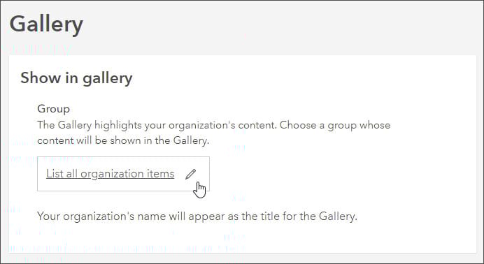 Edit gallery settings