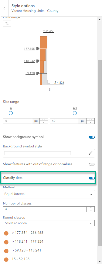 The Classify data option is now toggled on.