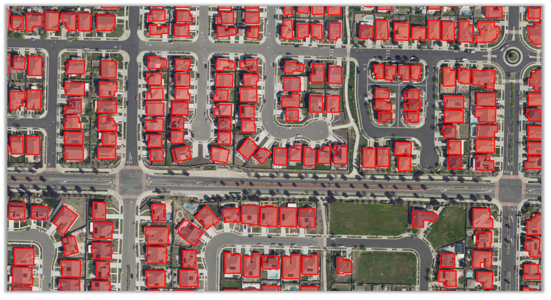 Sample building footprints extracted - Woodland, CA