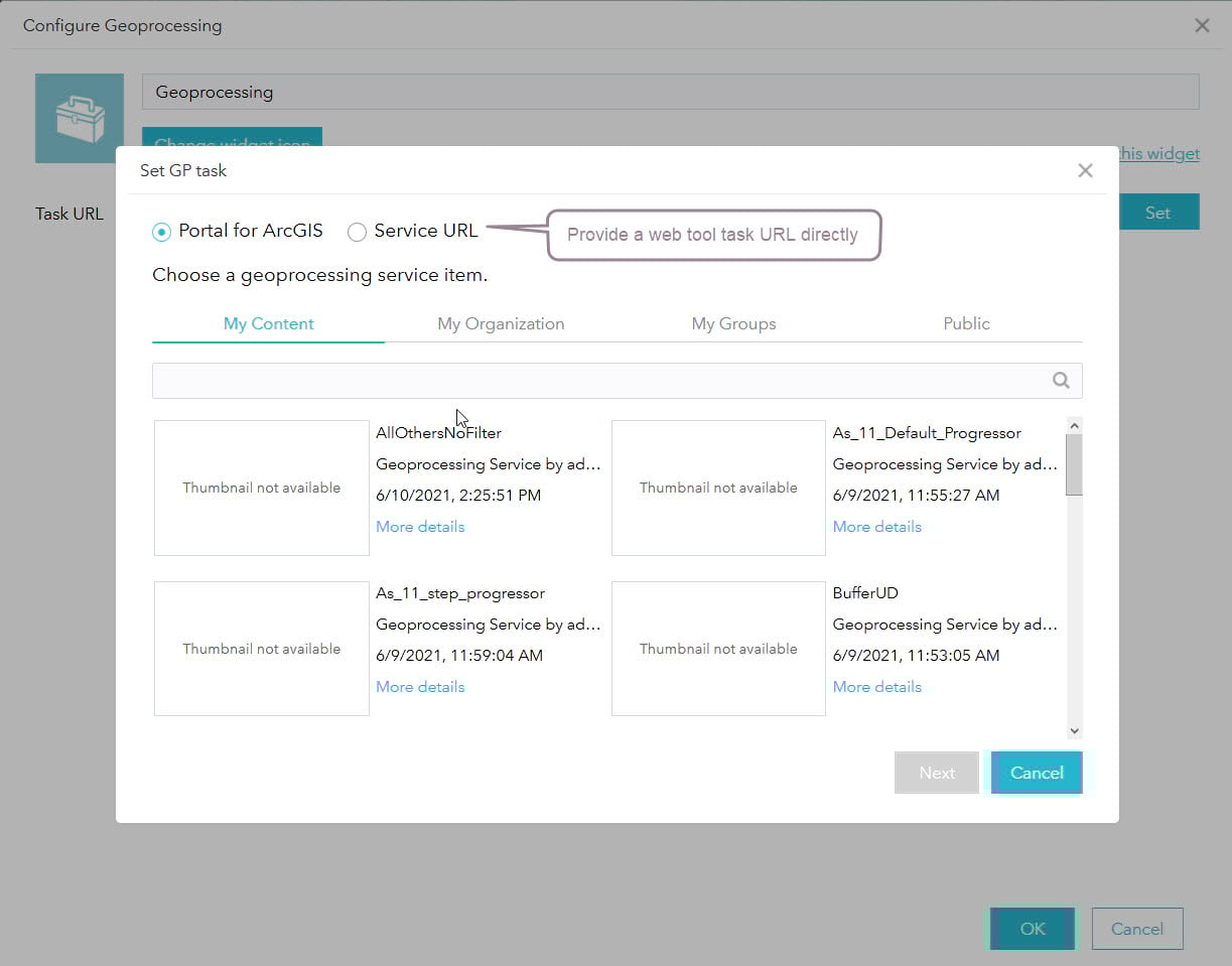 Add a geoprocessing widget