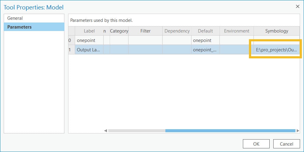 Property of a model tool