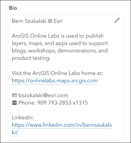 Edit profile bio