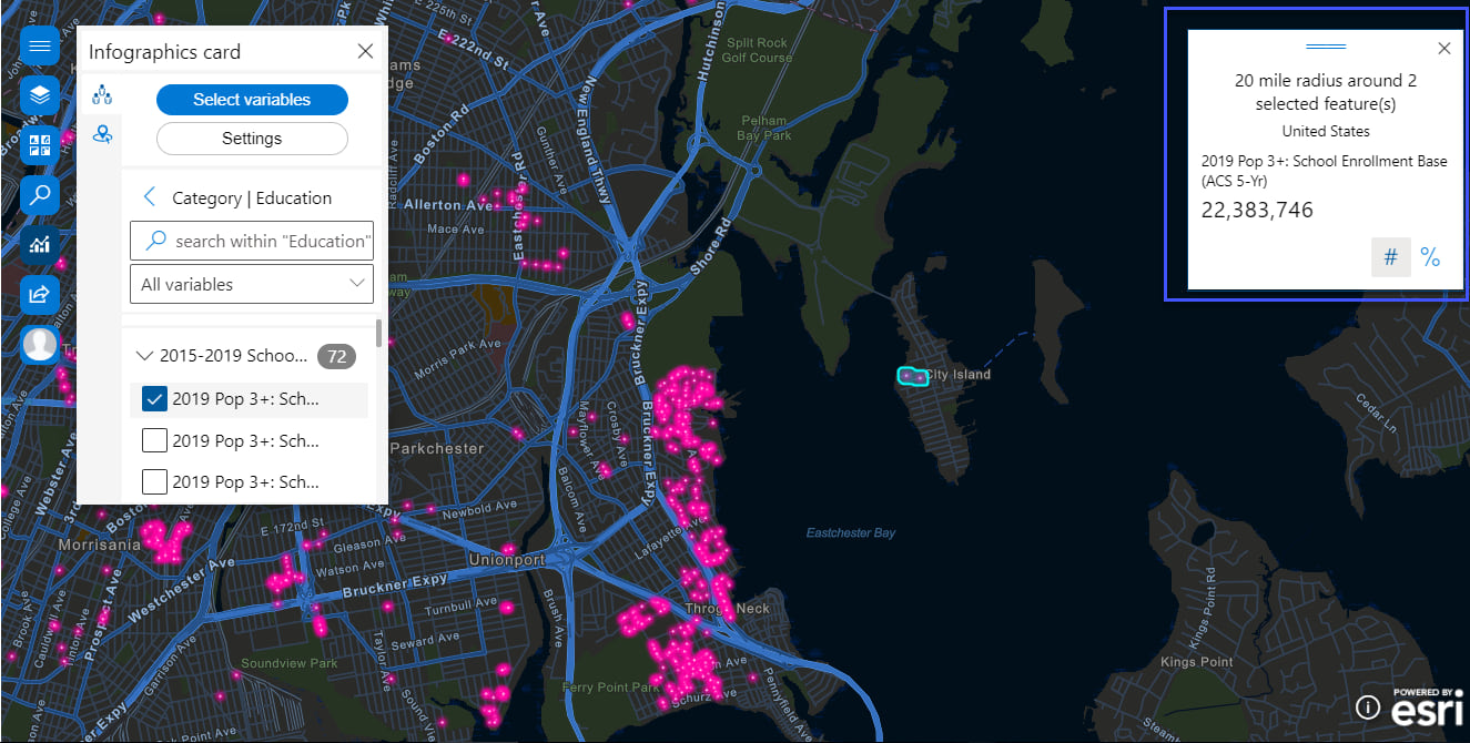 ArcGIS for SharePoint Infographics pane and card