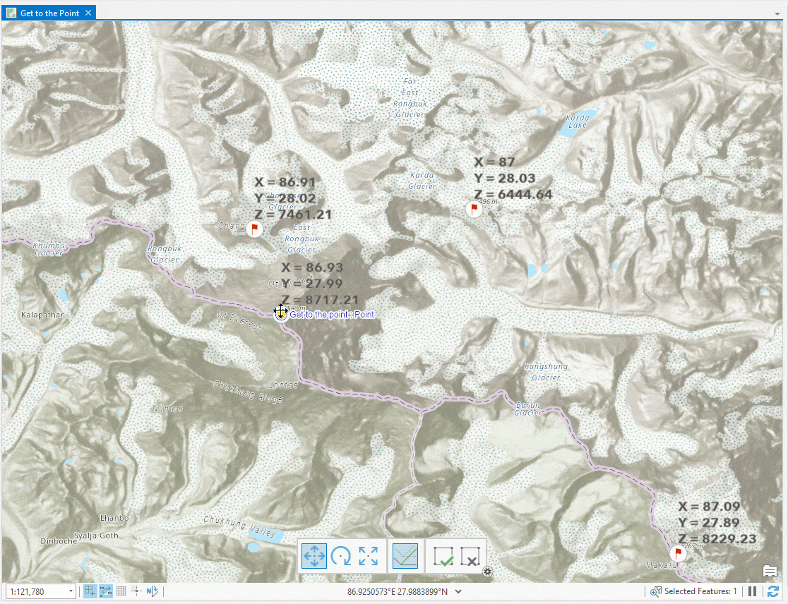 When a labeled point is moved, its xyz values automatically update