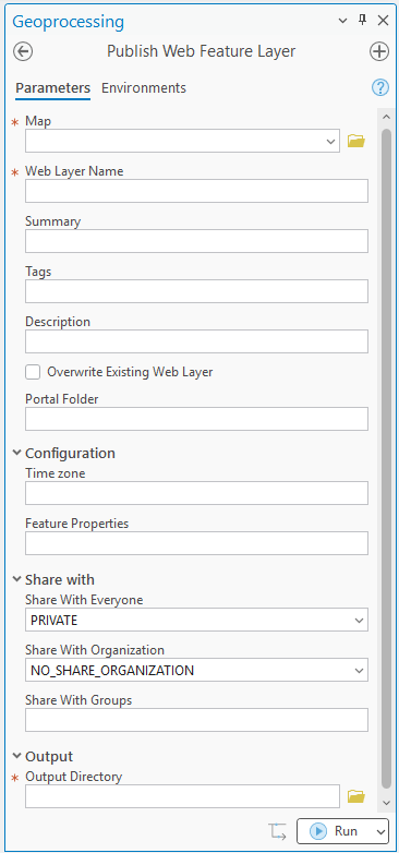 Publish Web Feature Layer script tool