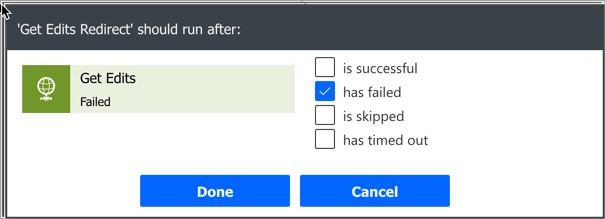Run when previous request failed