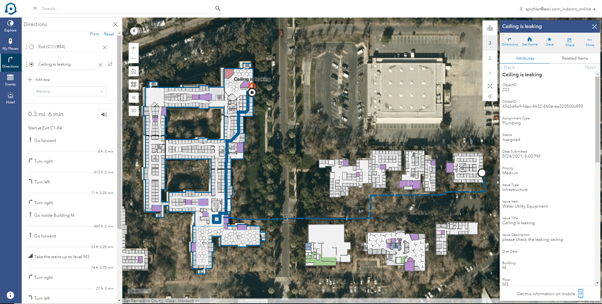 work order management routing via arcgis indoors web app