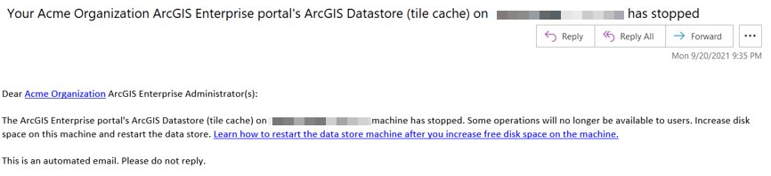 Emails can now be sent out to Enterprise administrators when disk space is low.