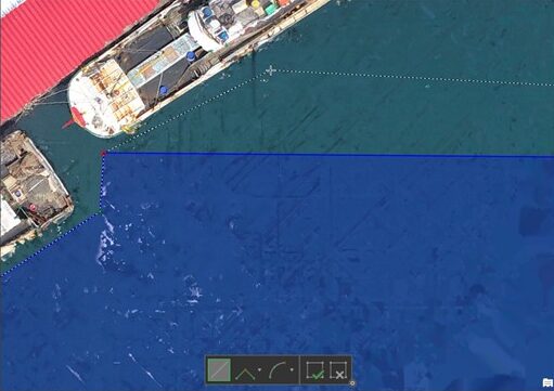 A waterbody mask being drawn