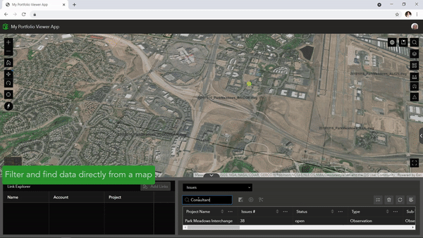 An animation demonstrating the process of locating and accessing BIM project documents directly from Autodesk Construction Cloud through a map interface.