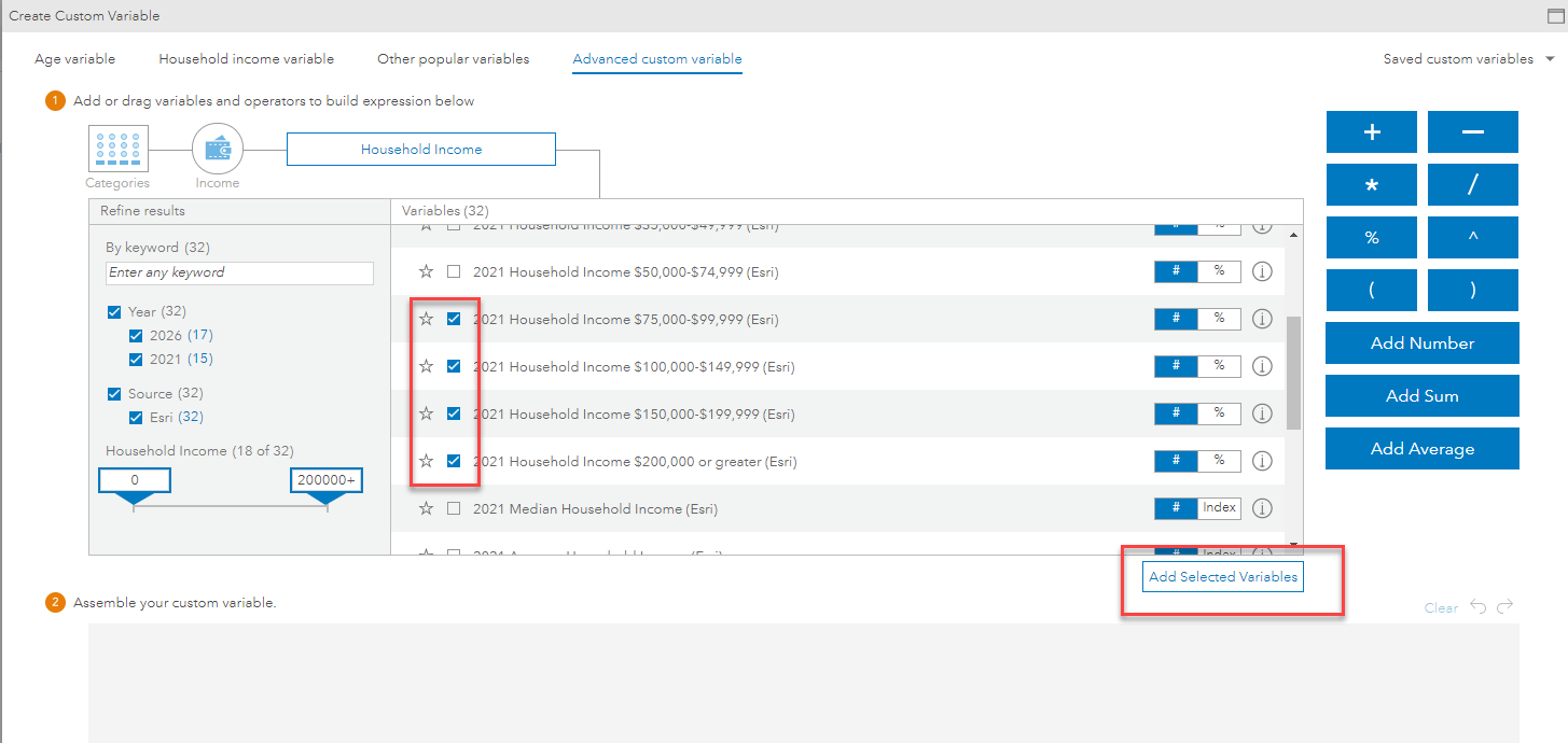 Click Add Selected Variables Click Add Selected Variables