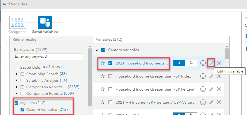 Edit variable Edit variable