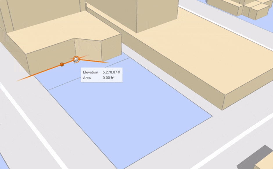 Tooltip indicates segment lengths and area size during editing