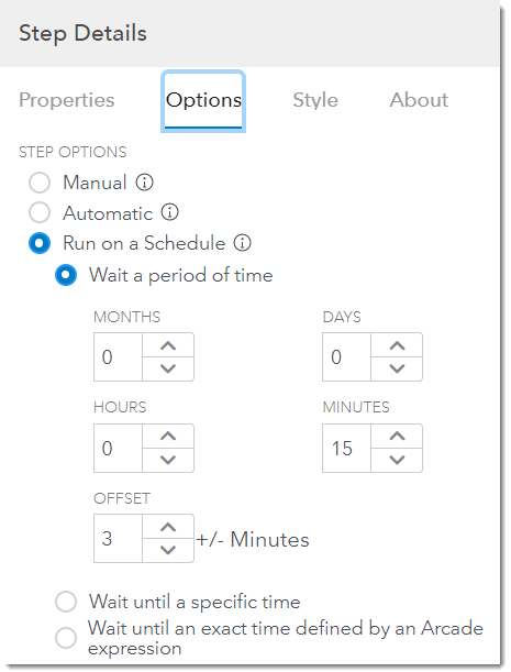 Schedule to run the Check-in step after 15 minutes.