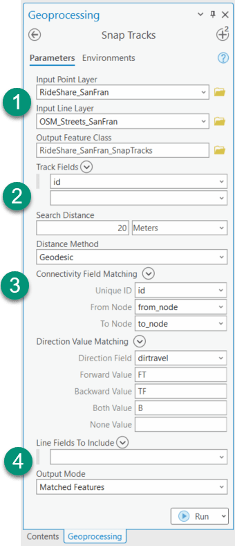 Snap Tracks GP tool UI in ArcGIS Pro