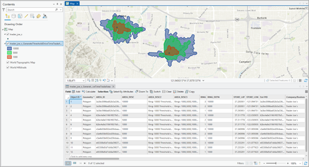 Threshold area results in Business Analyst Pro