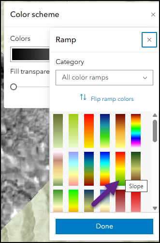 Style options showing Slope