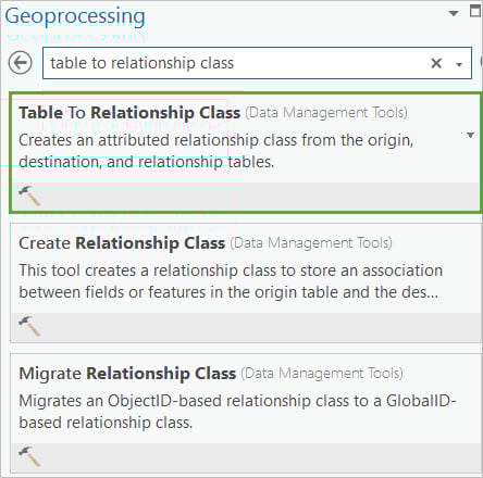 Geoprocessing tools list results