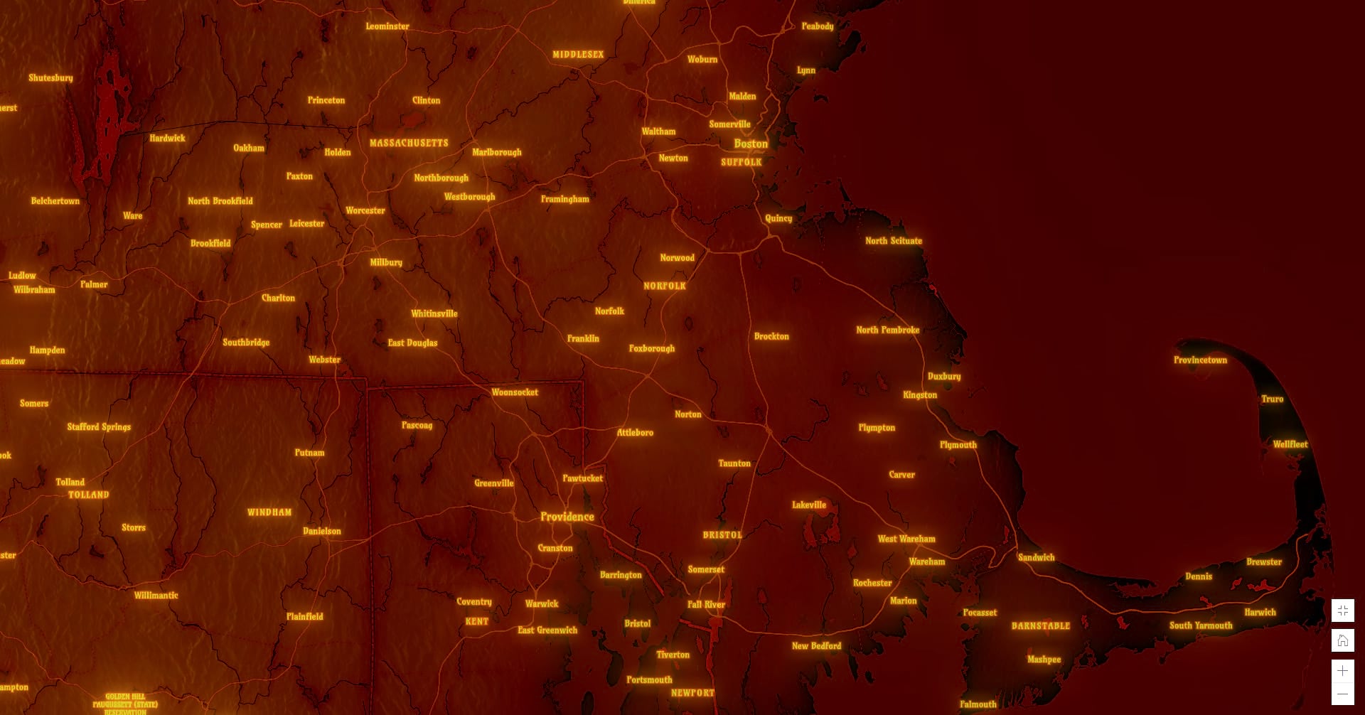 Inferno basemap at a regional scale