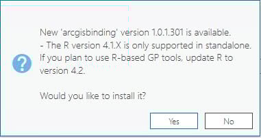 Installation message for arcgisbinding 301