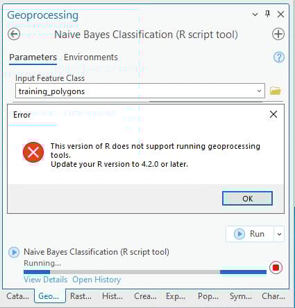 Error message when using R script tool