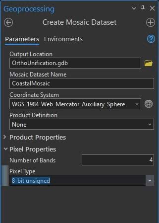 Create Mosaic Dataset menu.