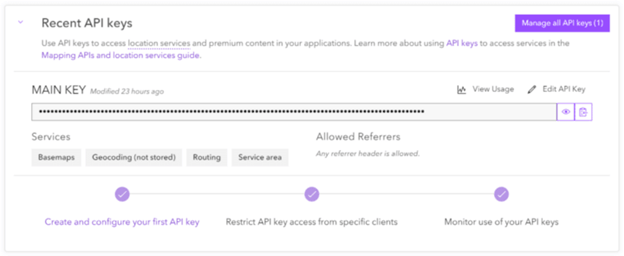API key in dashboard