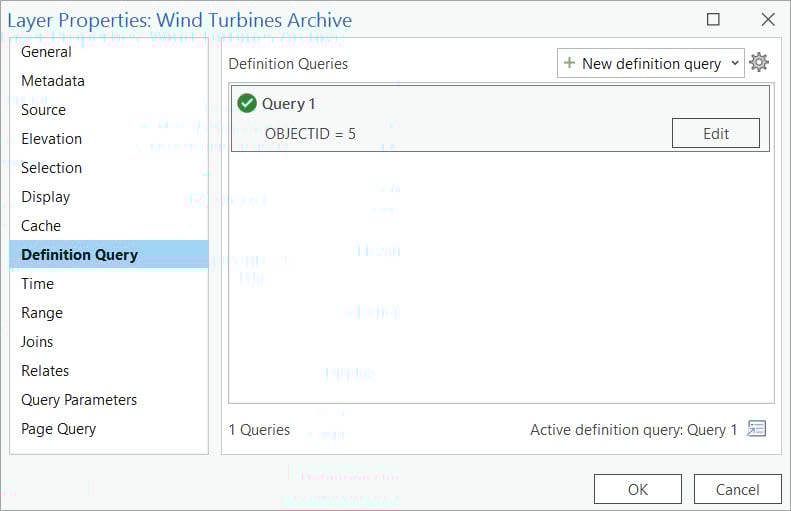 Definition Query expression returning all records for the Wind Turbine 5