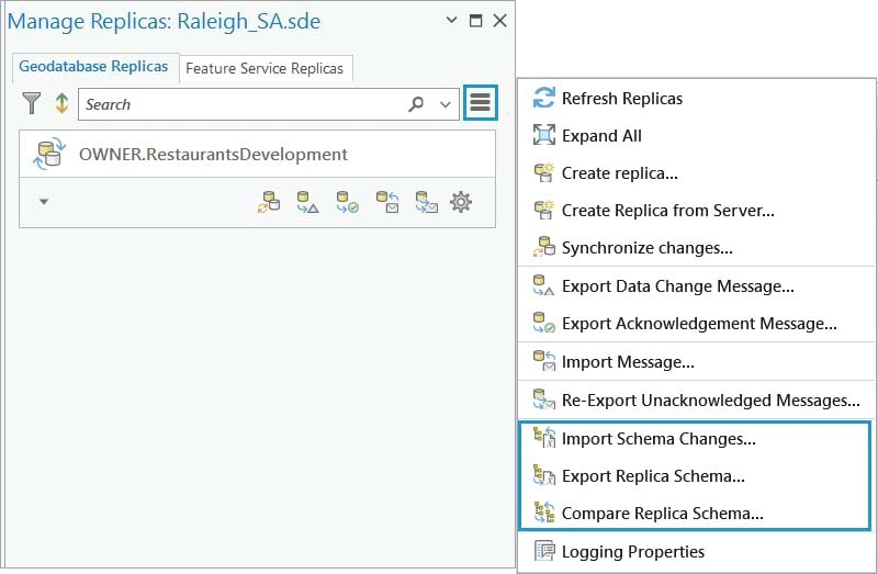 Manage Replicas Menu
