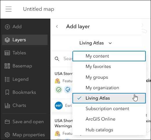 Living Atlas search