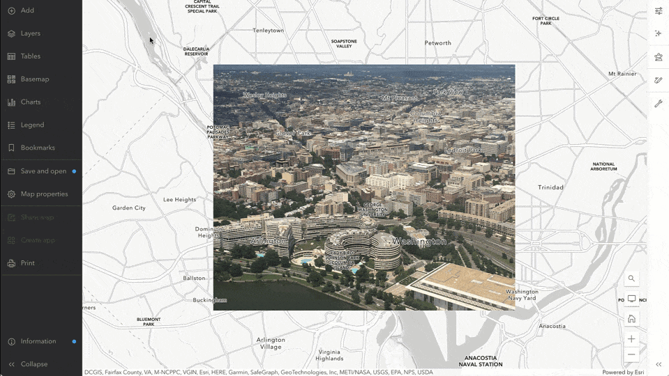 An animated gif demonstrating how to hide the basemap and give the background a new color in map viewer