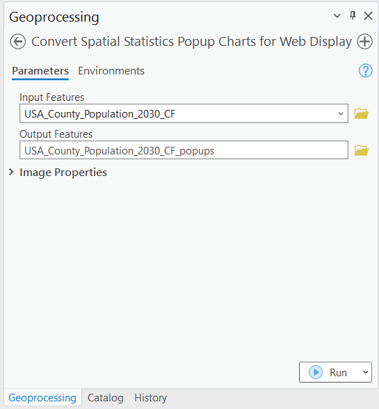 convert spatial statistics popup charts for web display tool