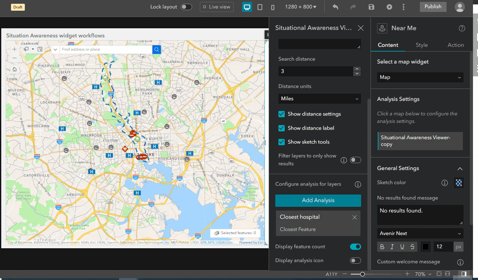 Situation Awareness workflow proximity analysis config